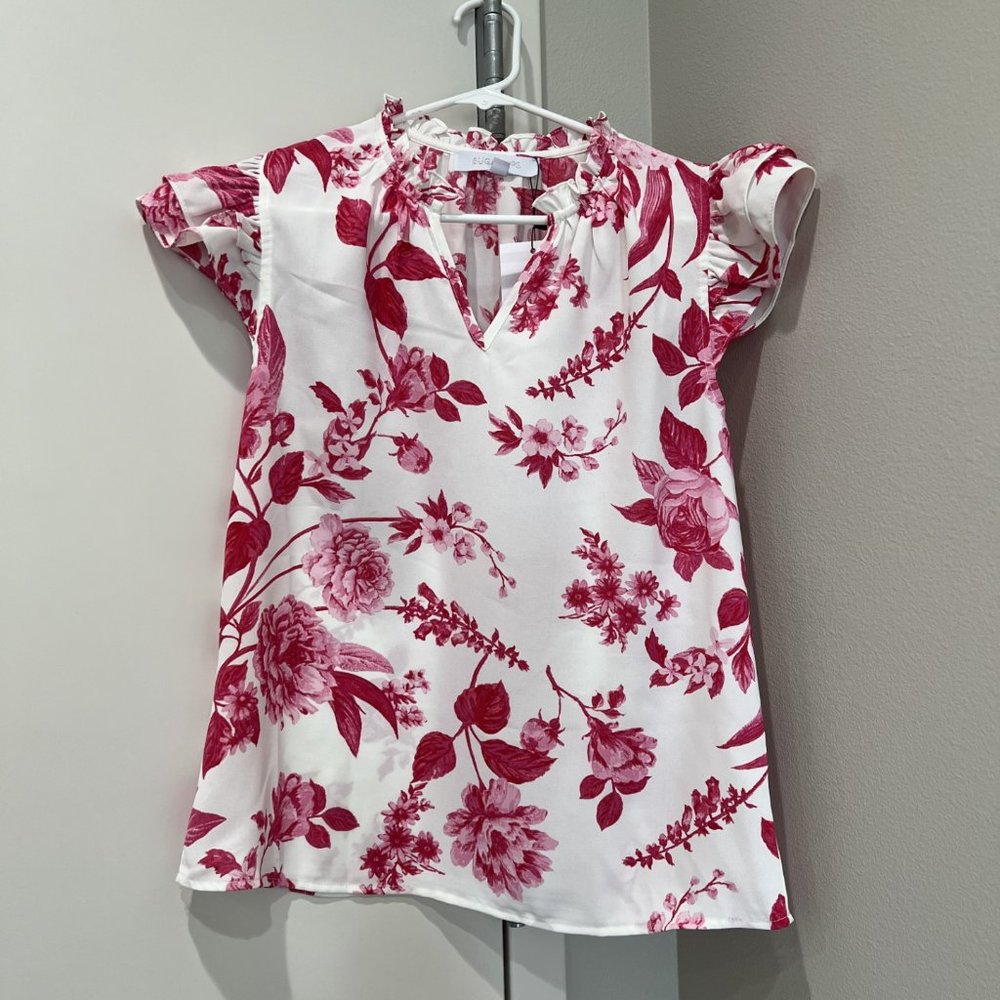 SUGARLIPS Pink Floral Sleeveless Top